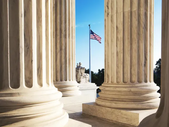 Columns and American Flag