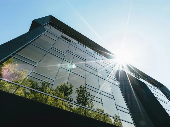 glass exterior of a building