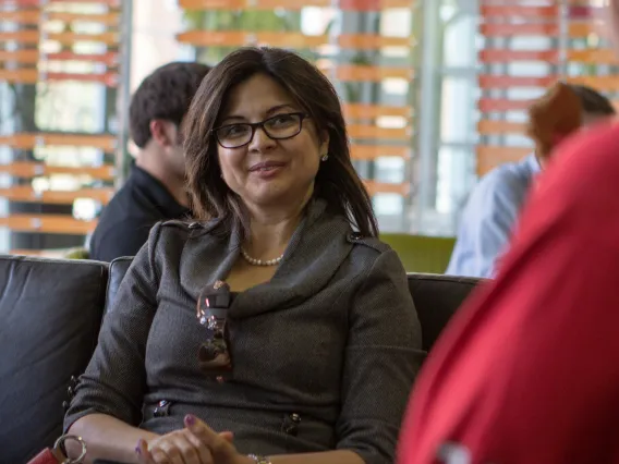 woman smiling in an office