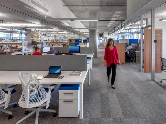 woman walking in office