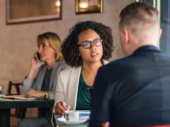 two people having a conversation