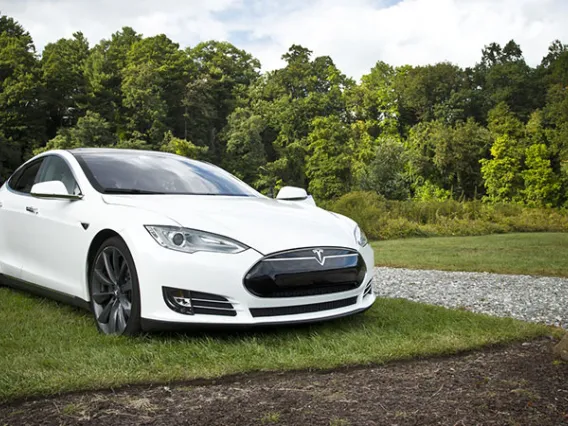 white tesla car