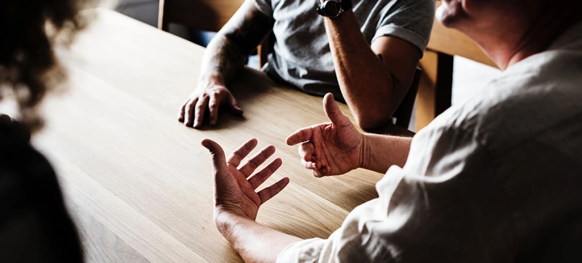 hands on table