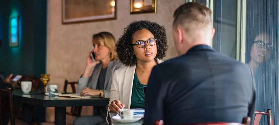 two people having a conversation