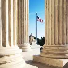 Columns and American Flag